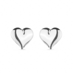 Brinco Prateado de Coração Médio